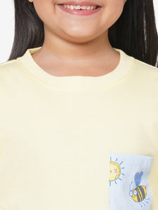 Honeybee Yellow Round Neck Half Sleeve T-Shirt For Kids