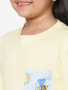 Honeybee Yellow Round Neck Half Sleeve T-Shirt For Kids