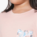 Peach Round Neck With Printed Pocket T-Shirt And Camouflage Printed Pyjama Set