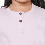 Light Pink Round Neck With Printed Pocket T-shirt And Space Printed Pyjama Set