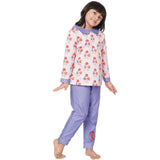 Mushroom Printed Peter Pan Collar Top Full Sleeve And Pyjama set