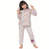 Cat Printed Peter Pan Collar Top Full sleeve And Pyjama set