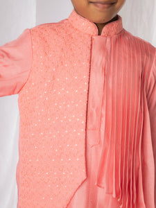 Peach Chinkenkari Kurta