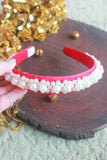 Miss Santa's Glory Statement Pearl Hair Band Red