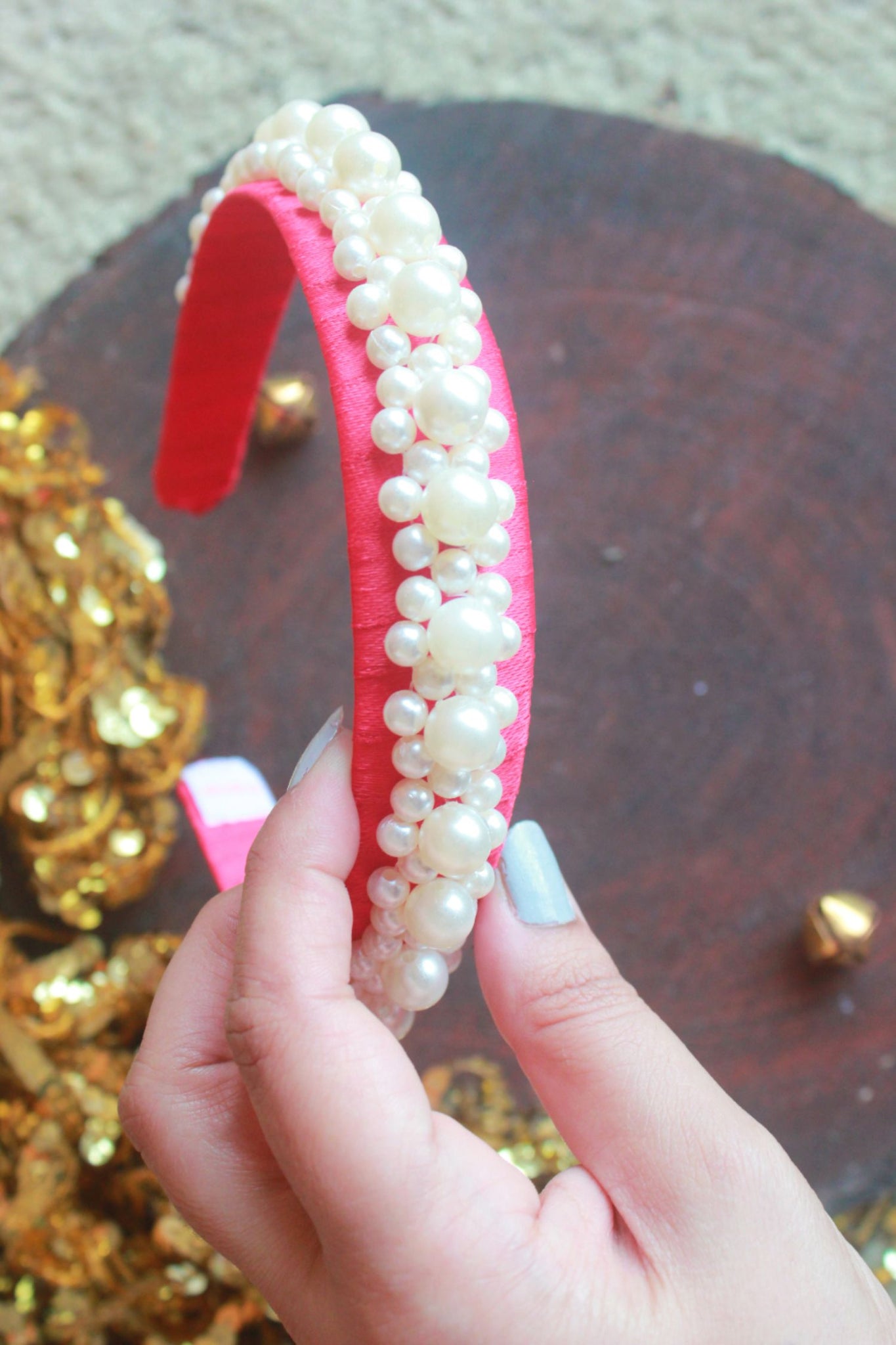 Miss Santa's Glory Statement Pearl Hair Band Red