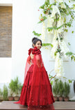 Aita- Organic Vegan Silk Tiered Gown With Draped Dupatta