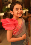 Masarrat- Embroidered Blouse & Silk Organza Draped Saree With Skirt For Girls