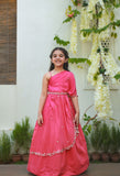 Farhat- Organic German Satin Cape With Vegan Silk Lehenga & Belt For Girls