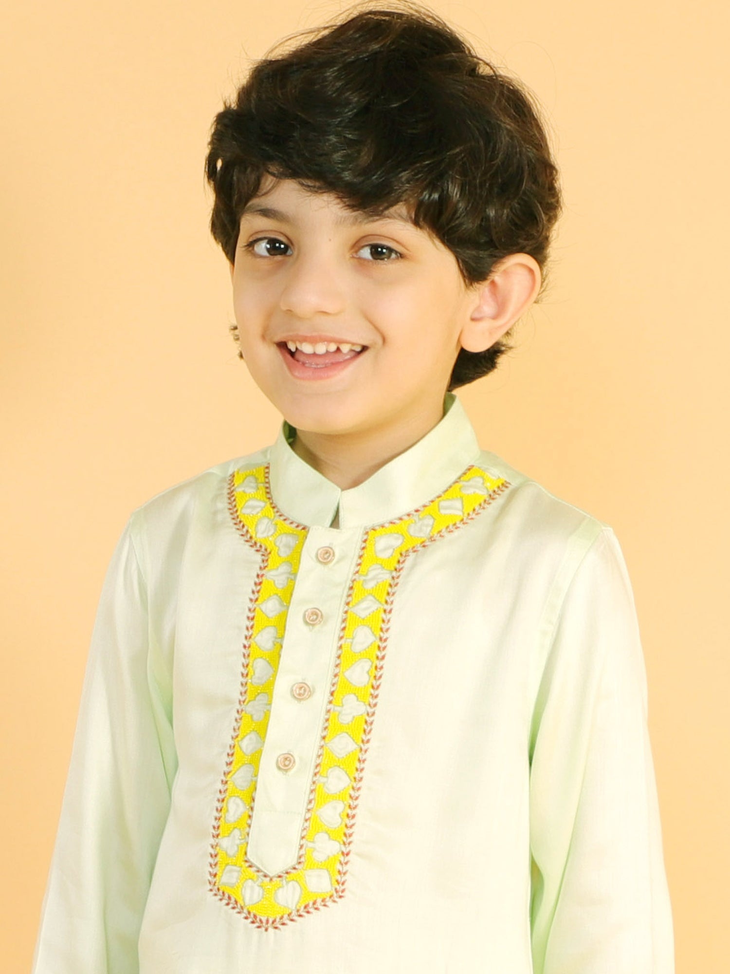 PASTEL GREEN KURTA WITH NECH AMBROIDERY AND SHALWAR