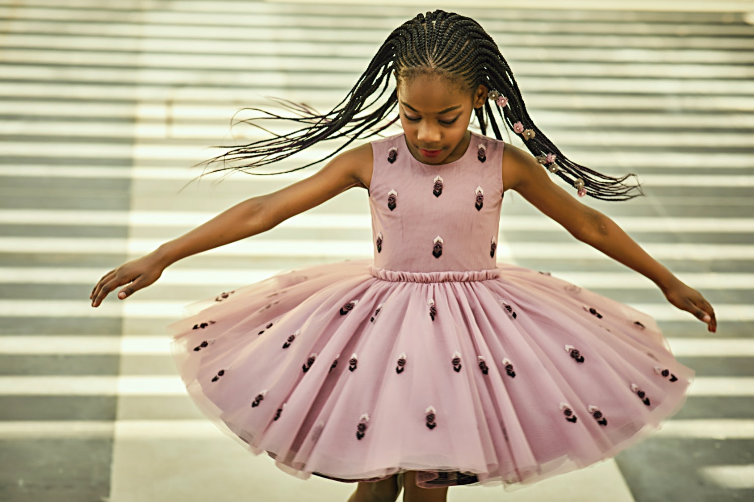 French-knotted Roses Full Circle Dress