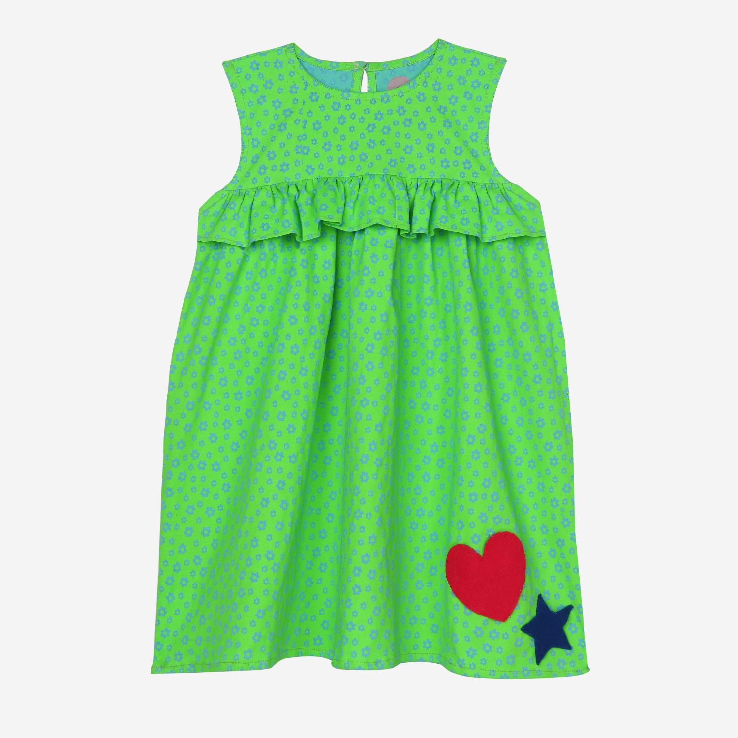 Tinkerbell Dress (Neon Green And Tiny Flowers)