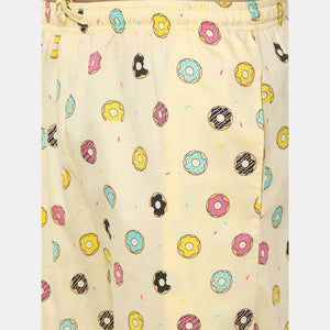 Donut Black Round Neck Half Sleeves Pyjama Set