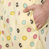 Donut Black Round Neck Half Sleeves Pyjama Set