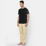 Donut Black Round Neck Half Sleeves Pyjama Set