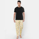 Donut Black Round Neck Half Sleeves Pyjama Set