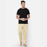 Donut Black Round Neck Half Sleeves Pyjama Set