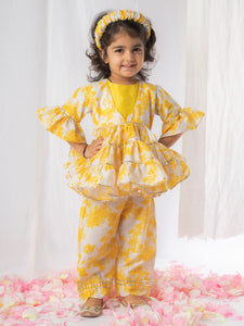 Yellow Printed Pant Set