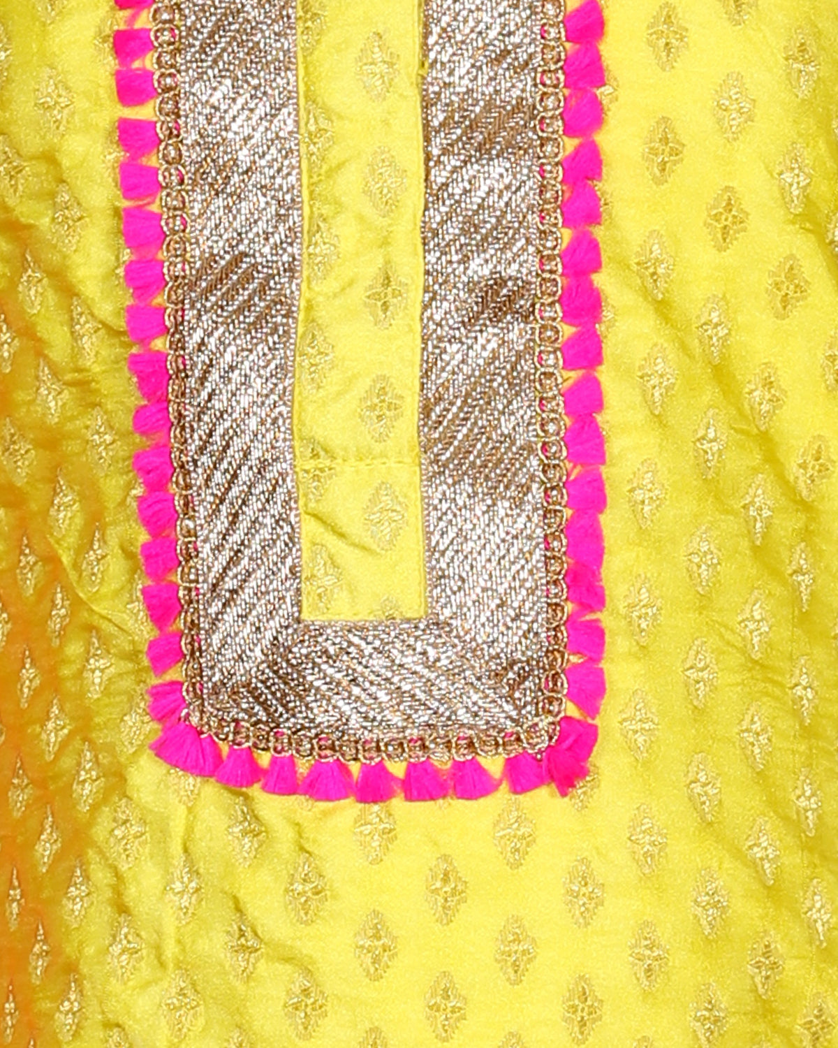 YELLOW KURTI WITH PINK DHOTI SET