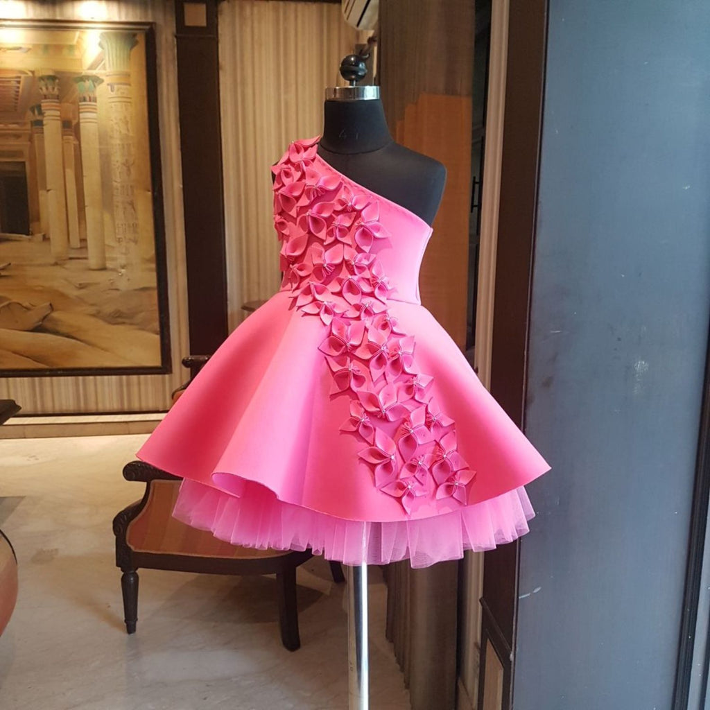 One Shoulder Falling Flowers Dress – Petitroyalkids