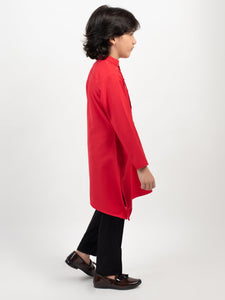 RED PLEATED KURTA SET