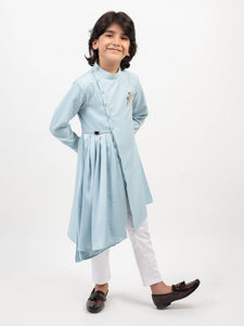 AQUA PLEATED KURTA SET