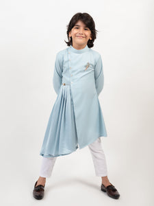 AQUA PLEATED KURTA SET