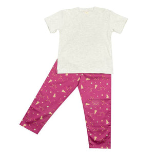 Space Melange Round Neck Half Sleeve Pyjama Set For Kids