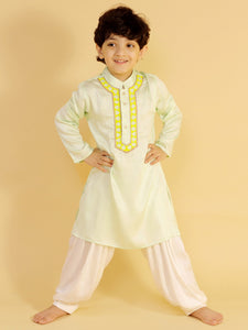 PASTEL GREEN KURTA WITH NECH AMBROIDERY AND SHALWAR