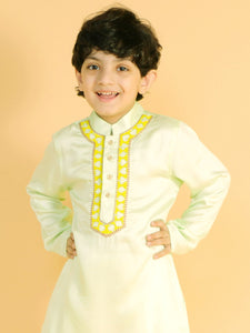 PASTEL GREEN KURTA WITH NECH AMBROIDERY AND SHALWAR