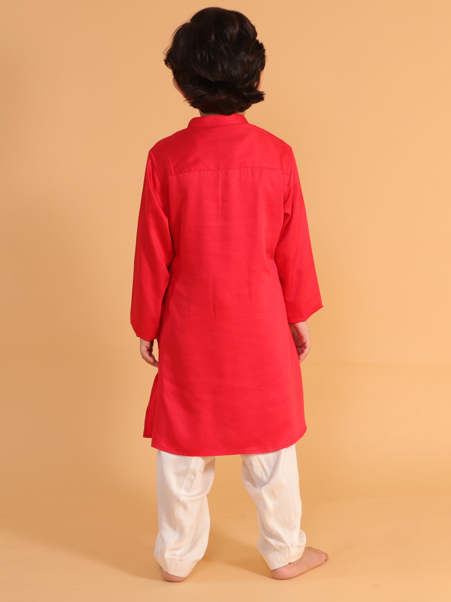 RED KURTA WITH CHEST EMBROIDERY AND SHALWAR