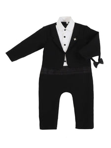 FORMAL TUXEDO ROMPER BLACK