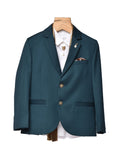 BOTTLE GREEN SUIT SET WITH GOLDEN STOLE ADDED ON THE INSIDE