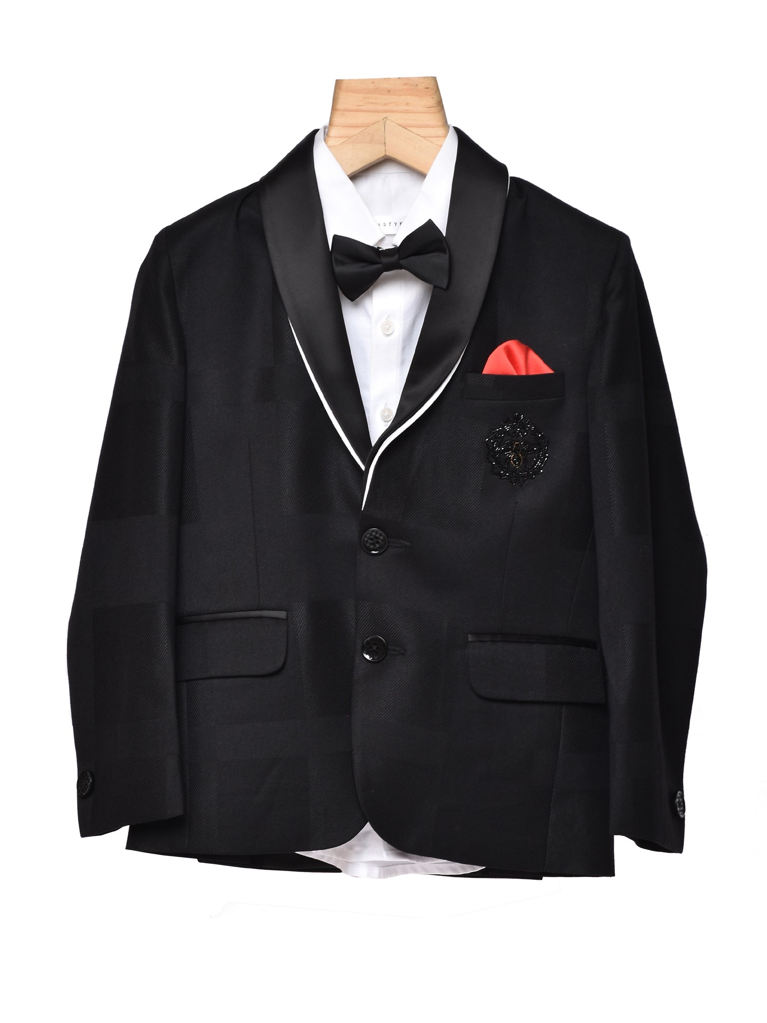 BLACK TUX WITH CHEST MOTIF