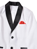 WHITE TUX WITH BLACK COLLAR & SEQUENCE FABRIC STALL