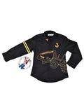 BLACK SHIRT WITH TRACTOR EMBROIDERY