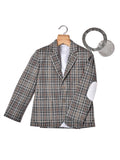 EAGLE GREY CHECKERED BLAZER WITH WHITE ELBOW PATCH