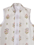 PEACH KURTA WITH EMBROIDERY WAIST COAT