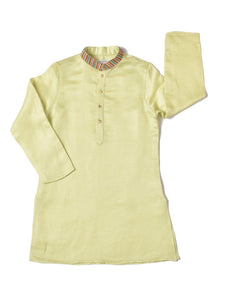 PISTA GREEN KURTA WITH EMBROIDERY &  RANI PINK WAIST COAT