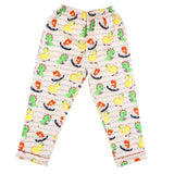 Dino Peach Notched Collar Full Sleeve Pyjama Set For Kids