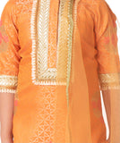 ORANGE SILK KURTI WITH ANKLE LENGTH PANTS