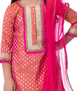 DARK PINK SILK SHARARA SET